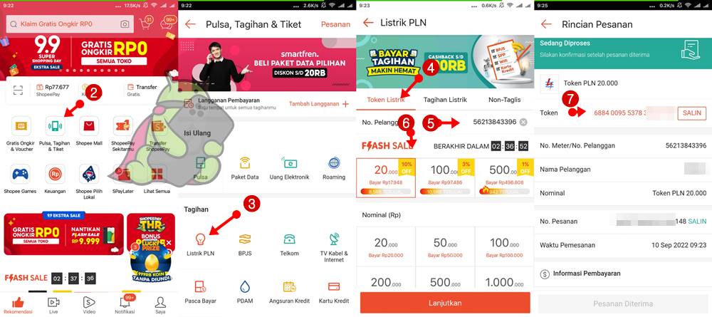 Cara beli token listrik di shopee