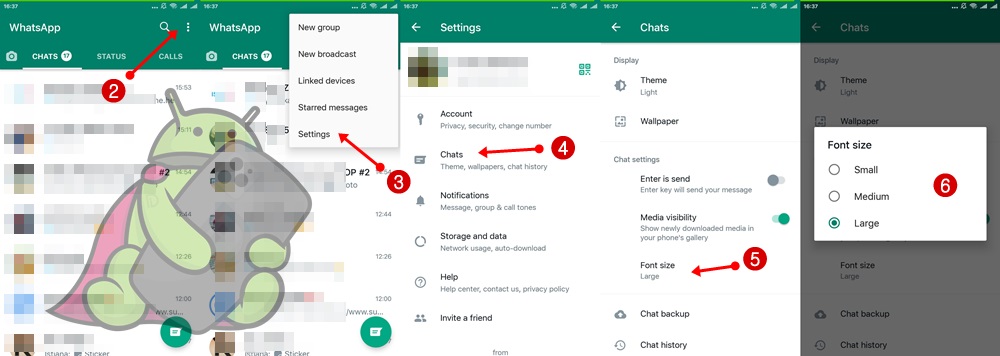 Mengubah Ukuran Font WhatsApp