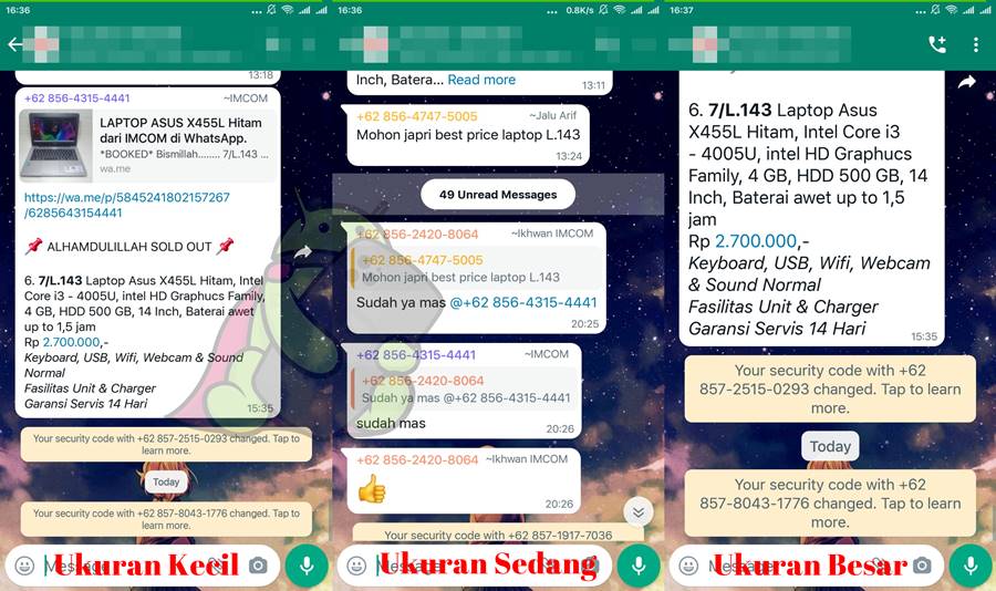 ukuran font whatsapp