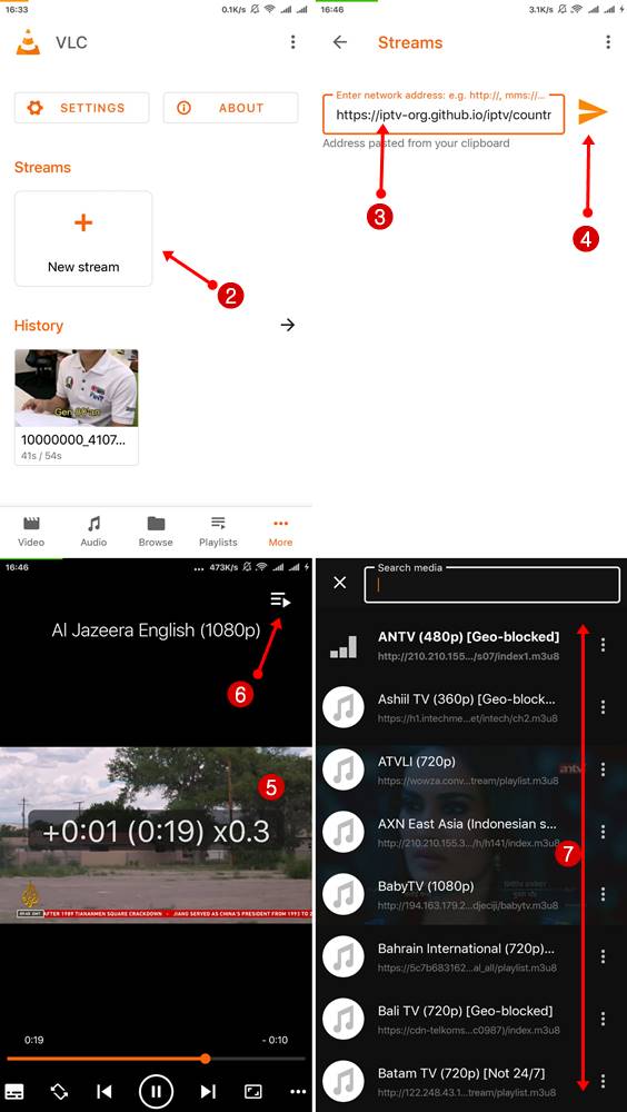 Cara Streaming TV di VLC Android