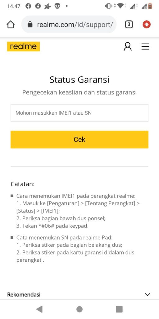 Cek Garansi Realme Terbaru