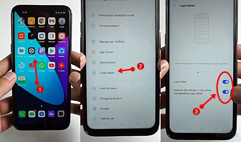 aktifkan fitur split screen realme