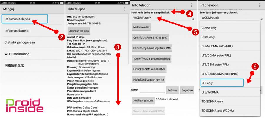 Cara Lock Jaringan 4G LTE di HP Oppo