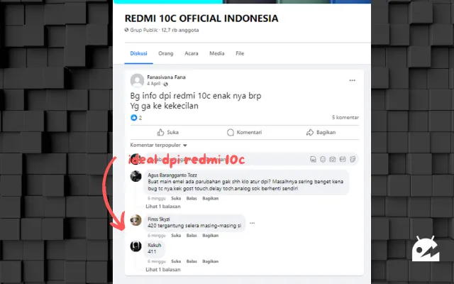 Berapa nilai DPI yang ideal untuk Redmi 10C